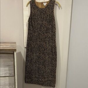 J. Crew Leopard Print Sleeveless Midi Dress - Brown & Black
